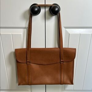 COACH Envelope Portfolio British Tan Leather Briefcase Carry all Bag Vintage